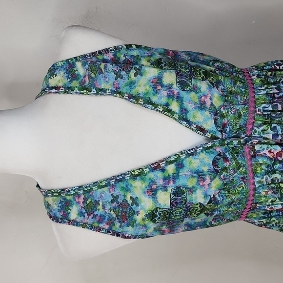 Rococo Sand Teal Boho Back To Greece Racerback Tank Mini Dress - Picture 3 of 14